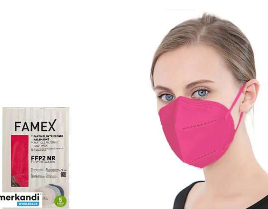 Famex FFP2 Protection Masks 10-Pack in Dark Pink - CE Certified Comfortable Respiratory Safety