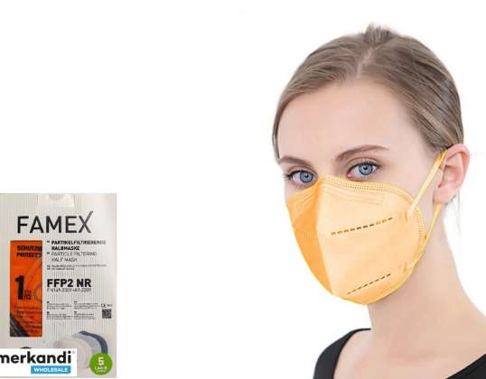 Famex FFP2 Фільтруюча напівзахисна маска для обличчя з 10шт фільтрами оранжевого кольору.