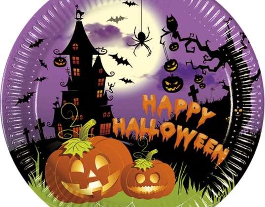HAPPY SPOOKY HALLOWEEN NEW 8 Paper Plates Large 23cm