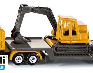 SIKU 1611 low loader with excavator model car