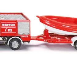 SIKU 1636 Unimog brigada de incêndio com carro modelo barco