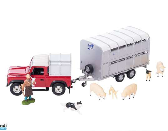 Britains 43138A1 1:32 shepherd with jeep trailer and figures