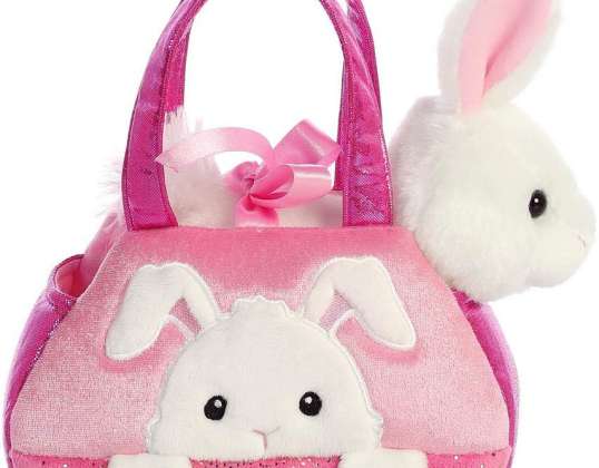 Fancy Peek un coniglio Boo rosa/bianco in una borsa da trasporto di circa 21 cm figura di peluche