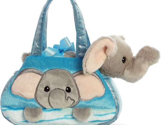 Φανταχτερό μπλε/γκρι Ρίξτε μια ματιά σε έναν ελέφαντα Boo σε μια τσάντα μεταφοράς περίπου 21 cm βελούδινη φιγούρα