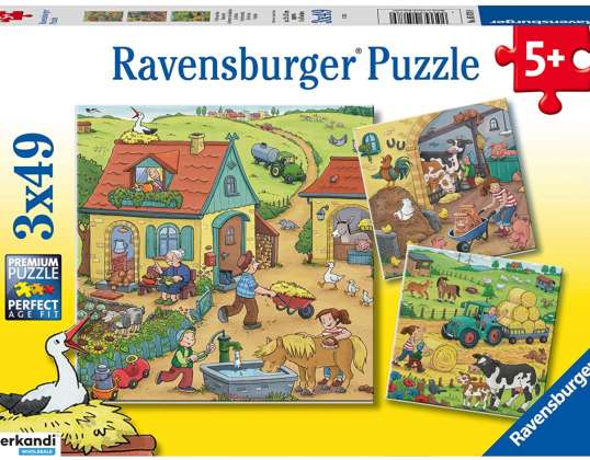 Ravensburger 05078 Detské puzzle Na farme sa toho deje veľa