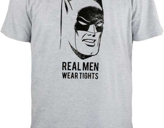 Batman   &quot;Real Men were tights&quot;   Herren T Shirt grau melange   Größe M