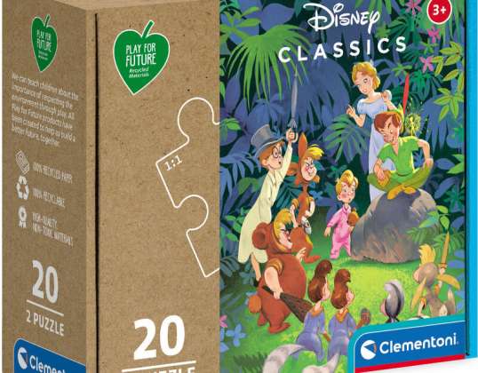 Clementoni 24774 Jungle Book & Peter Pan 2x20 Peças Puzzle Play for Future