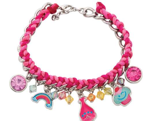 Trolls bracelet in metal and cord with pendants