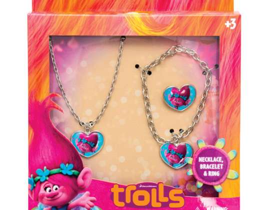 Trolls Poppy Metal Jewelry Set: Bracelet Chaîne et Bague