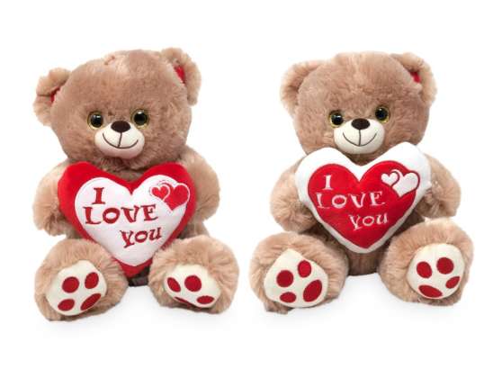 Plüss figura medve szívvel "Love" 2 szamár. 35 cm
