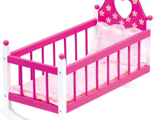 Bino & Mertens doll cradle with bed linen pink