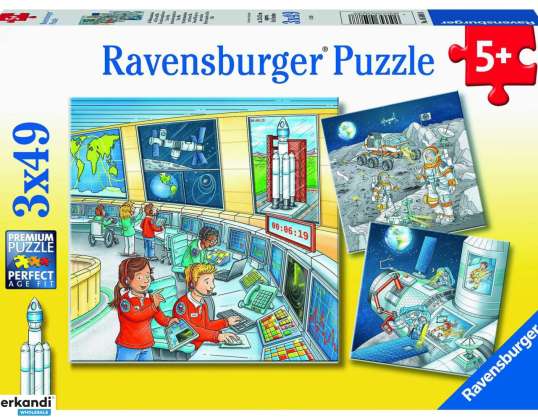 Ravensburger 05088 Em uma missão espacial com Tom e Mia Puzzle 3 x 49 peças