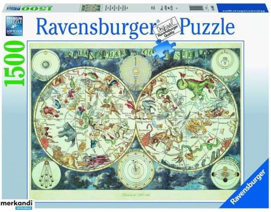 Ravensburger 16003 pasaules karte ar fantastisku zvēru puzli 1500 gab