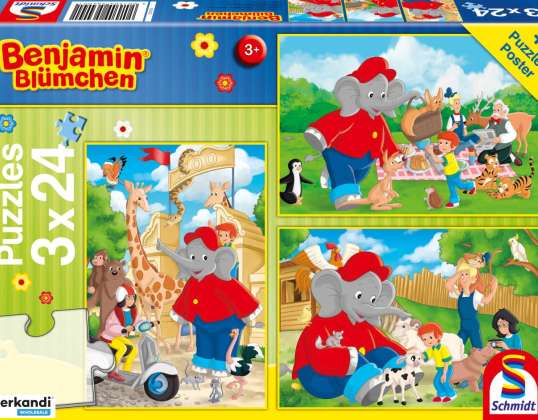 Benjamin Blümchen Im Zoo 3x24 Teile Puzzle