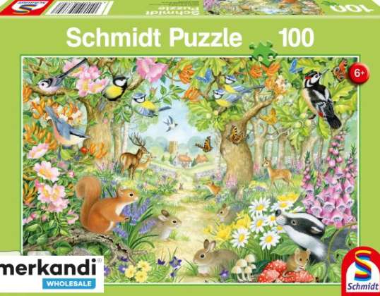 Dieren in het bos 100 stukjes puzzel