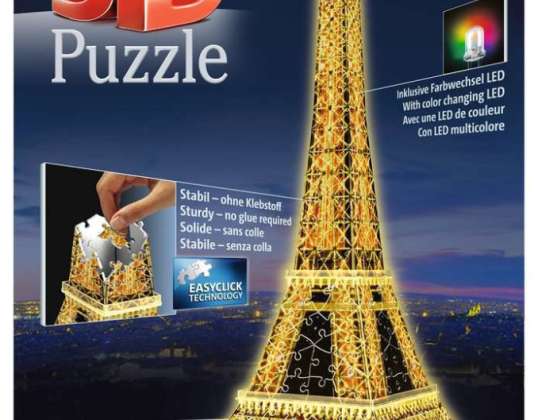 Ravensburger 12579 Torre Eiffel di notte Puzzle 3D 216 pezzi