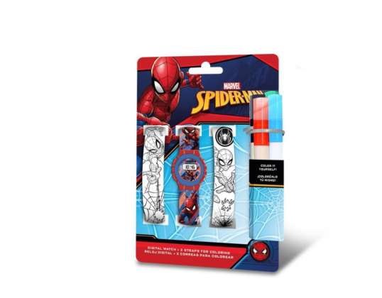 Marvel Spiderman   Digitale Uhr mit Wechselbändern zum ausmalen