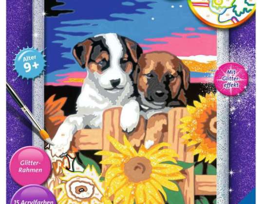 Ravensburger 28765 Puppies in the Sunset Painting by Numbers