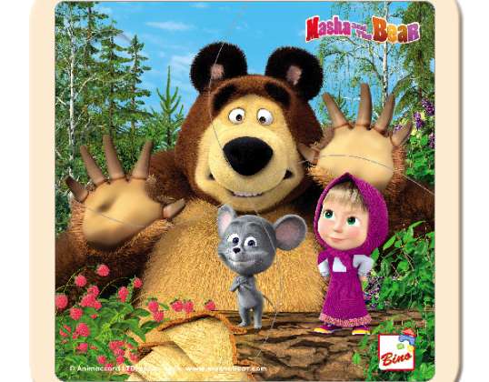 Bino & Mertens Masha y el rompecabezas del oso con ratón 4 piezas