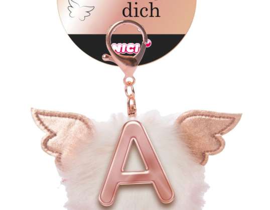 Nici 46970   Buchstabe A   Plüsch Bommel mit Flügeln   Taschenanhänger