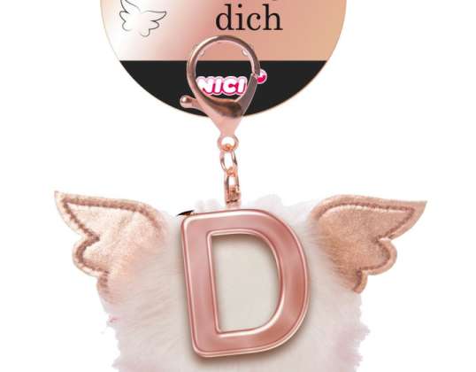 Nici 46973 Letter D Plush Pompom with Wings Bag Pendant