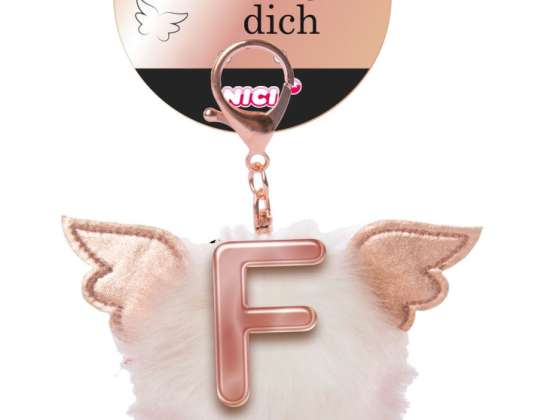 Nici 46975 Letter F Plush Pompom with Wings Bag Pendant