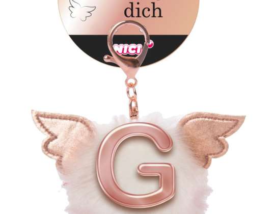 Nici 46976 Letter G Plush Pompom with Wings Bag Pendant