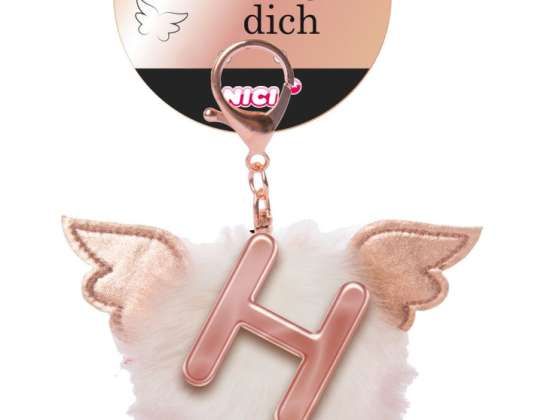 Nici 46977 Letter H Plush Pompom with Wings Bag Pendant
