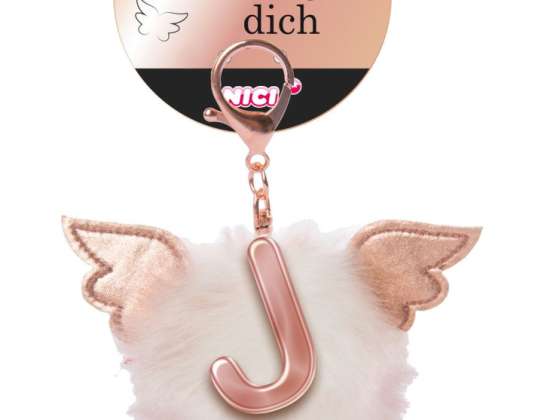 Nici 46979   Buchstabe J   Plüsch Bommel mit Flügeln   Taschenanhänger