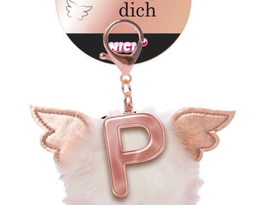 Nici 46985 letter P plush pompom with wings bag pendant