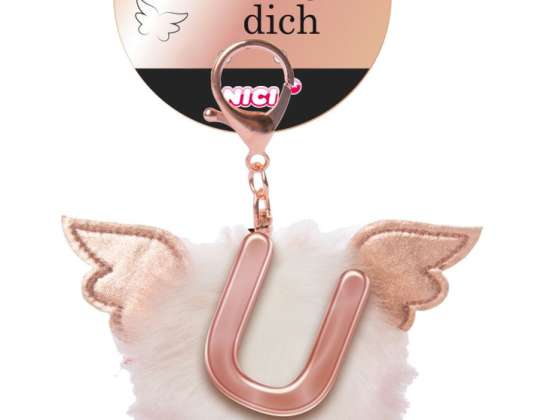 Nici 46989   Buchstabe U   Plüsch Bommel mit Flügeln   Taschenanhänger