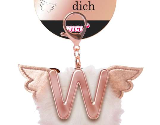 Nici 46991   Buchstabe W   Plüsch Bommel mit Flügeln   Taschenanhänger