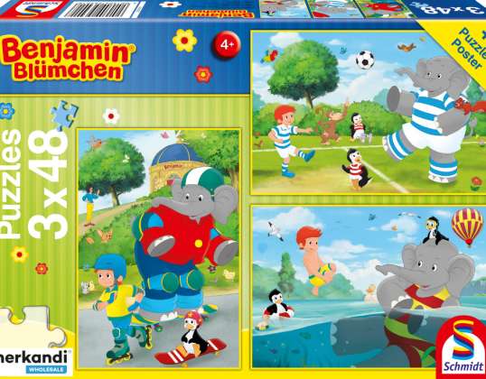 Benjamin Blümchen Sport e jogue com Törööö!  Puzzle de 3x48 peças