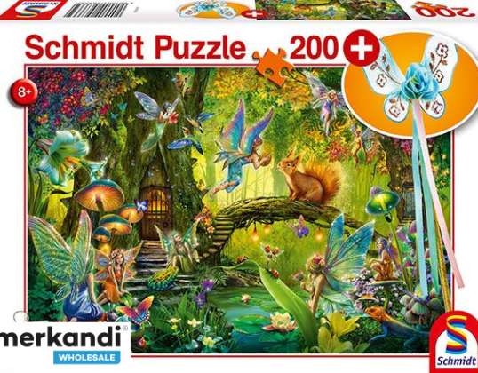 Fairies in the Forest 200 Piece Puzzle with Add on Fairy Wand