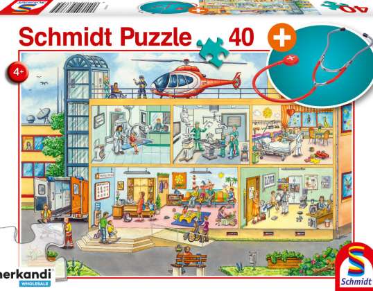 No Hospital Infantil puzzle de 40 peças com estetoscópio adicional