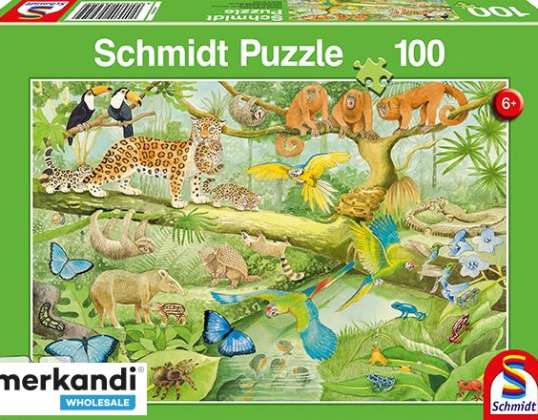 Tiere im Regenwald   100 Teile Puzzle