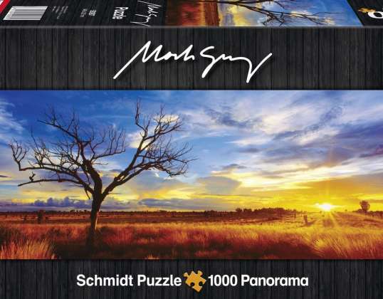 Mark Gray Panorama Puzzle Desert Oak au coucher du soleil Territoire du Nord Australie Puzzle de 1000 pièces