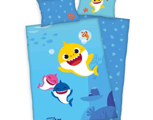 Baby Shark BIO sengetøy Renforcé 40 x 60 / 100 x 135 cm