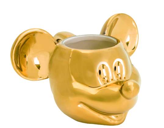Disney Mickey Mouse Deluxe 3D taza de cerámica de oro