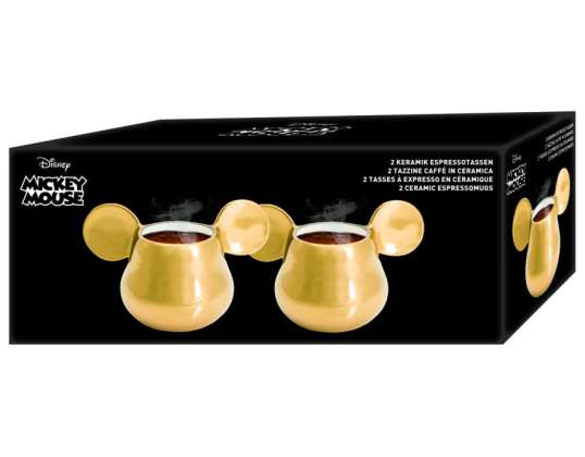 Disney Mickey Mouse Deluxe 3D espresso šálky zlaté