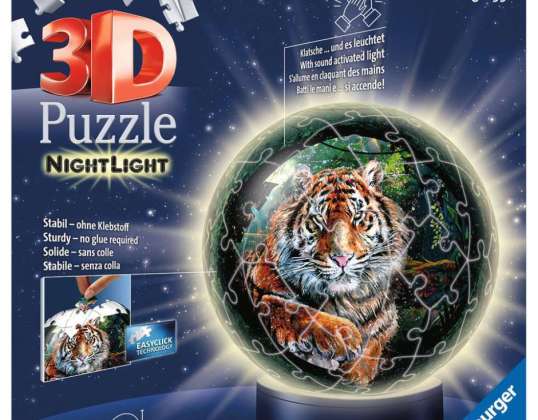 Ravensburger 11248 Night Light Big Cats 3D dėlionė 72 dalys
