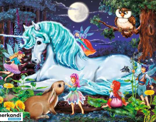 In the Enchanted Forest with Unicorn Puzzle 100 Pieces