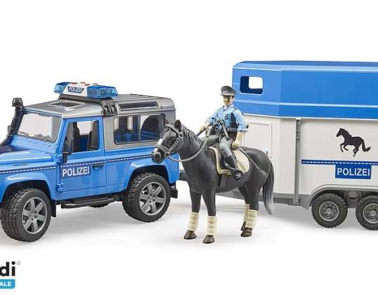 Bruder 02588   Land Rover Defender Polizeifahrzeug  Pferd und Polizist