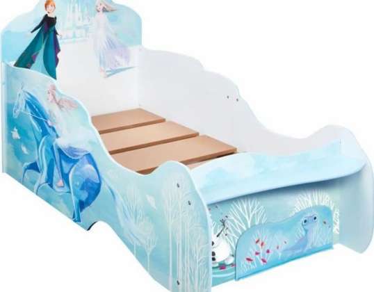 Pikkulasten sänky tytöille Disney Frozenin suunnittelussa säilytystilalla