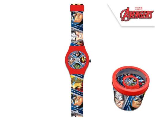 Marvel Avengers rokas pulkstenis metāla dāvanu kastē
