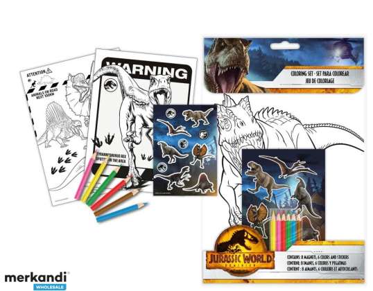 Jurassic World coloring set with pens and stickers