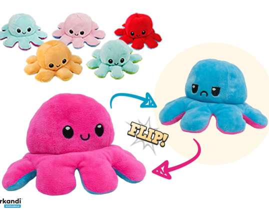 Octopus figurines en peluche réversible assortiment 6 ass. 25cm