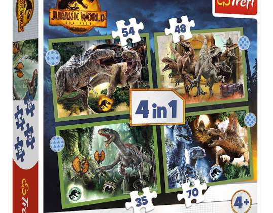 Jurassic World 4 i 1 Puslespil 35 48 54 70 brikker