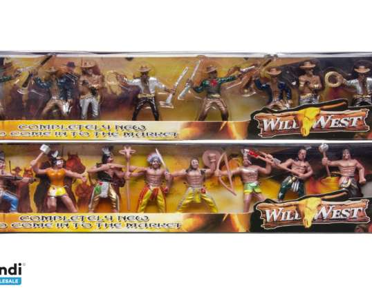 Wild West Cowboys & Indians Figurines Set di 8