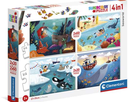 Clementoni 21308 2x20 2x60 pièces Puzzle Supercolor Seaworld